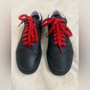 Vans Black Sneakers with Vibrant Red Laces